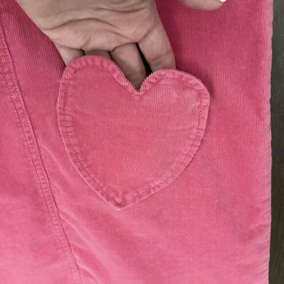 Crewcuts Pink Corduroy Jumper With Heart Pocket Girls Size 10 - Picture 3 of 7